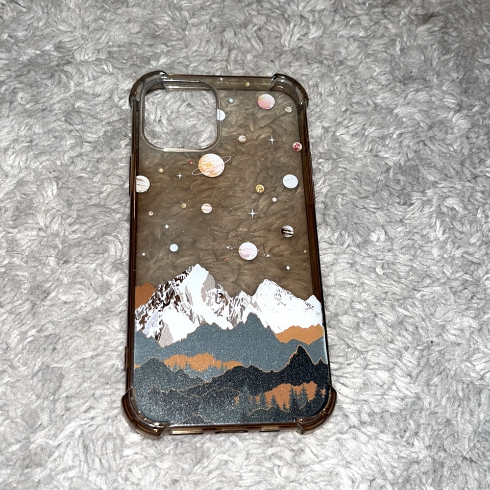 iPhone 12 Pro Phone Case w/Galaxy & Mountain Art
